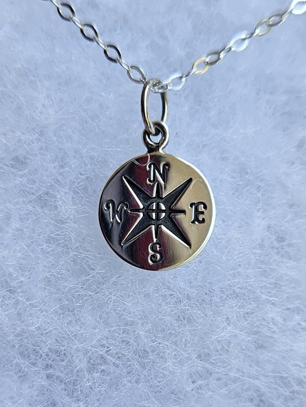 Compass Silver Pendant Necklace